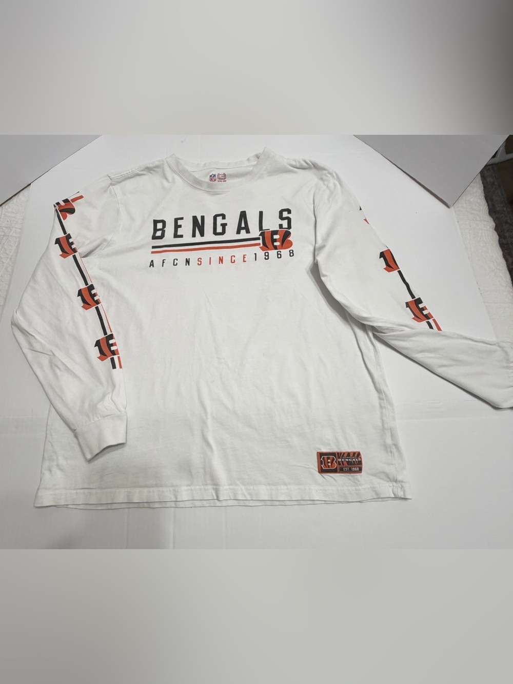 Bengals Long-Sleeve Crewneck Shirt - White XL